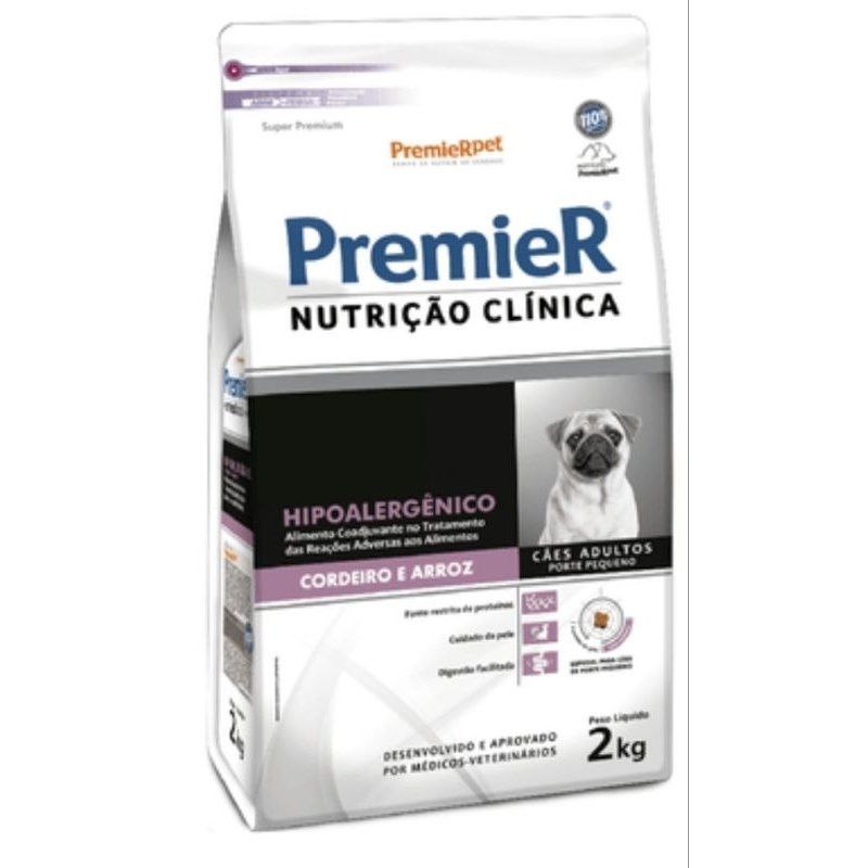Ração Premier Nutrição Clínica Cães Hipoalergênico Pequeno Porte Cordeiro e Arroz 2 kg