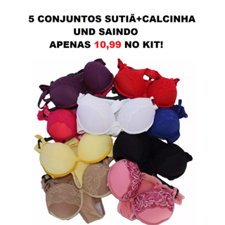 Conjunto Lingerie kit 5 conj. calcinha e Sutiã