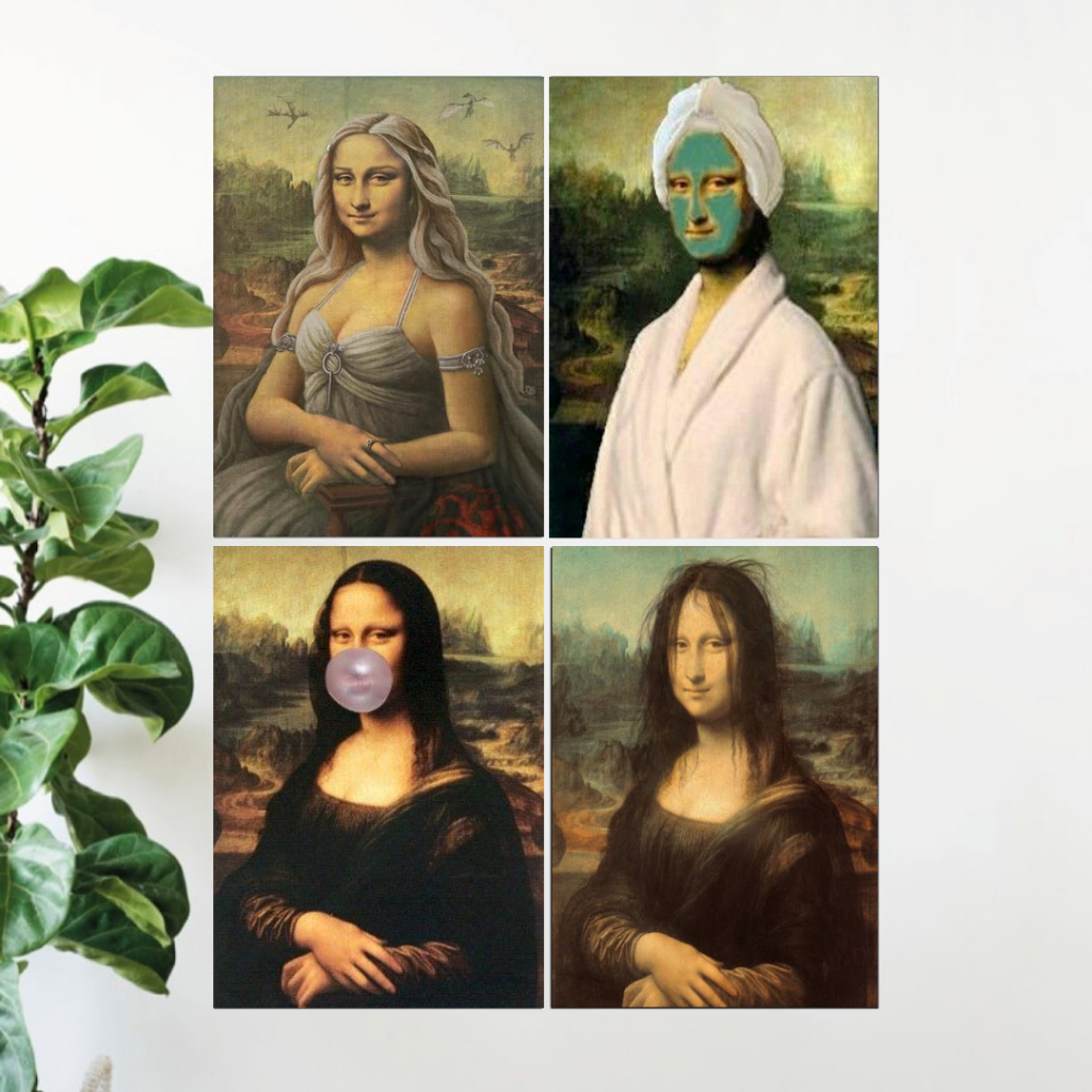 Placa Decorativa Quadro Monalisa 44x29,5cm (1 unidade)