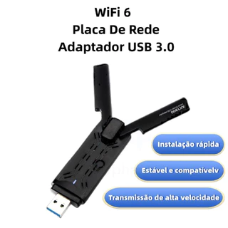 Adaptador Wifi 6 Usb3.0 Para Pc 1800mbps 2.4/5ghz Wireless Dual Band