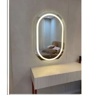 Espelho Oval Camarim com Luz de Led 90x60 Branco Neutro Touch Screen