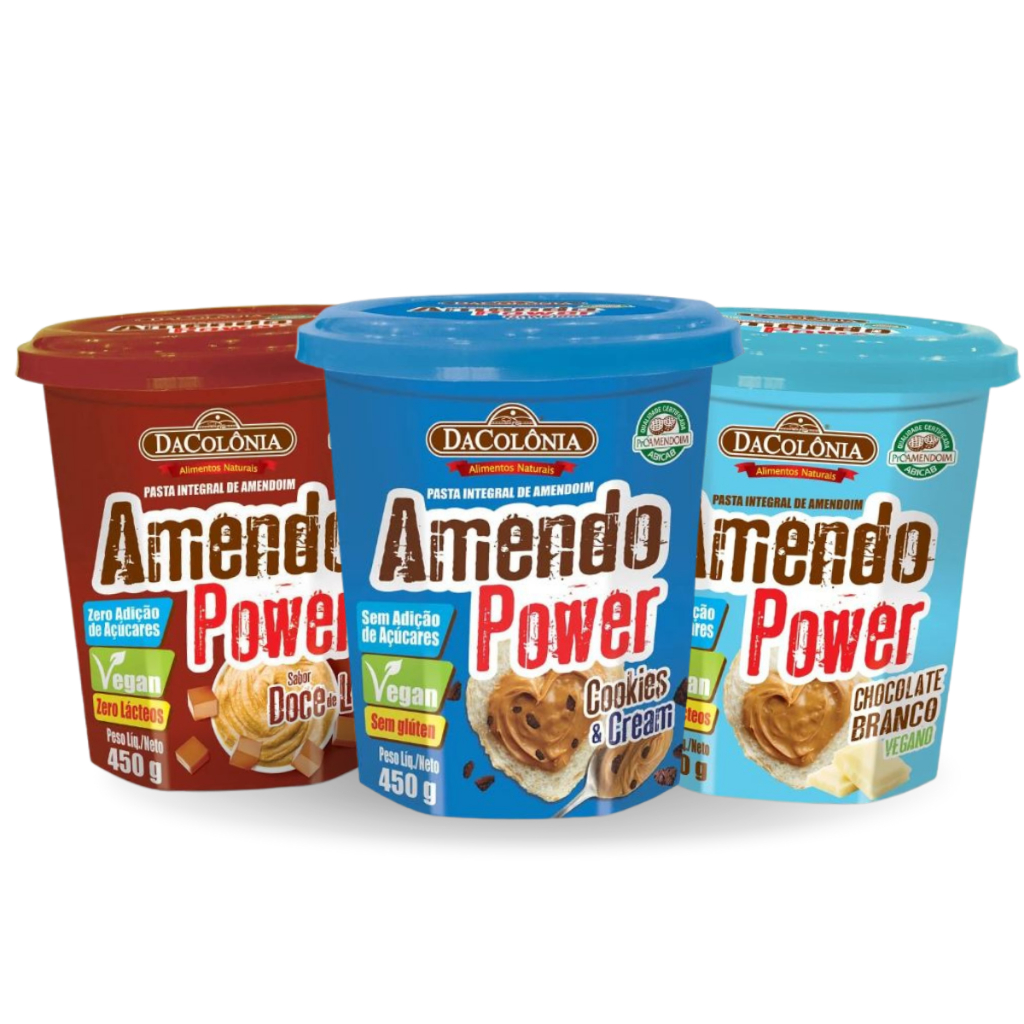 3 Pasta de Amendoim DaColonia Amendo Power Cookies, Chocolate Branco E Doce  De Leite