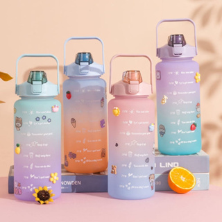 Garrafa de Agua Squeeze 900ML/300ML com canudo e adesivos 3d