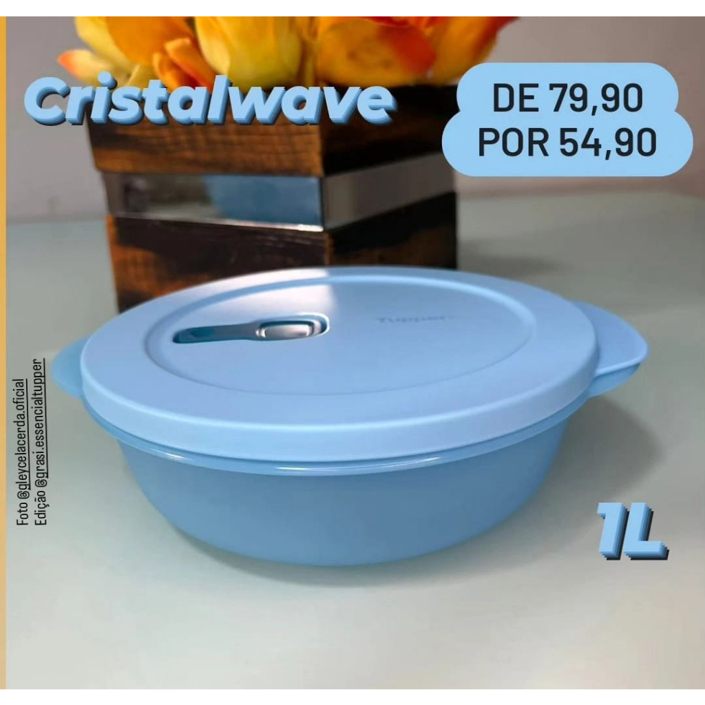 Tupperware Cristalwave Geração II 1 litro Azul Céu | Shopee Brasil