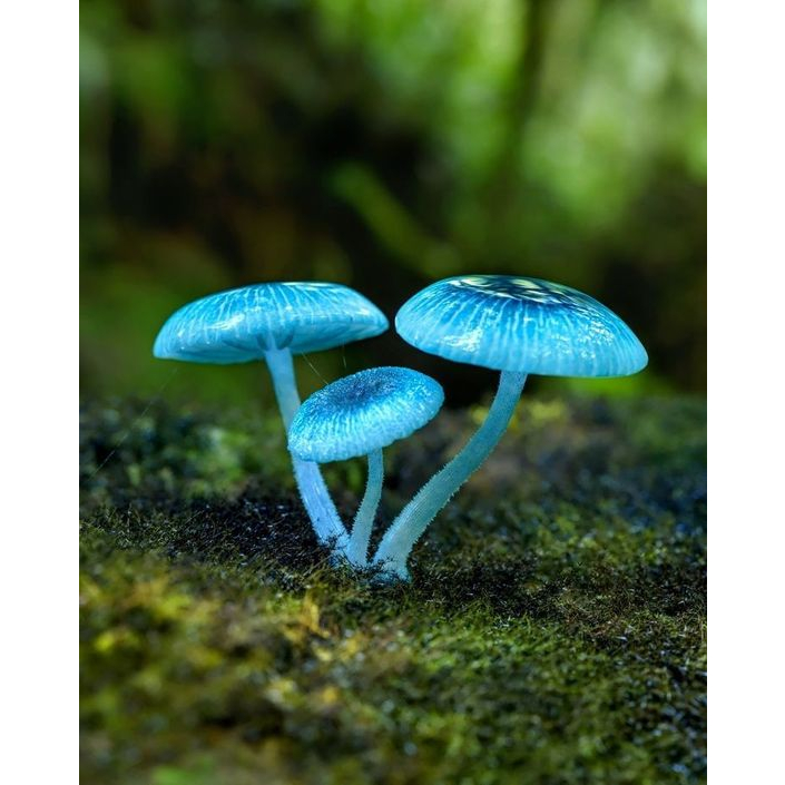 100 sements cogumelo azul Mycena cyanorrhiza com manual de cultivo