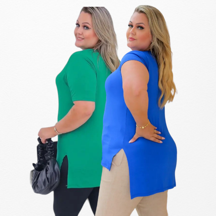 Kit 2 Peças Plus Size Blusinha Blusa Básica Fitness Moda Dia a Dia Roupa de  Academia Caminhada - Escorrega o Preço