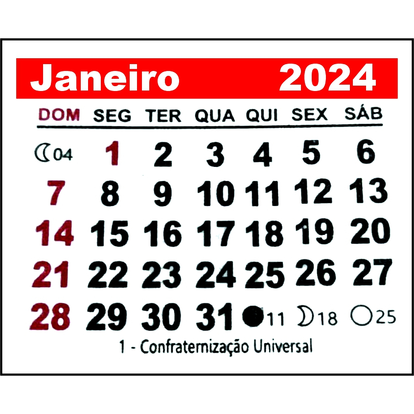 Mini Calendário 2024 Tamanho 5x4.5 cm 100 unidades Bloquinho para ímã