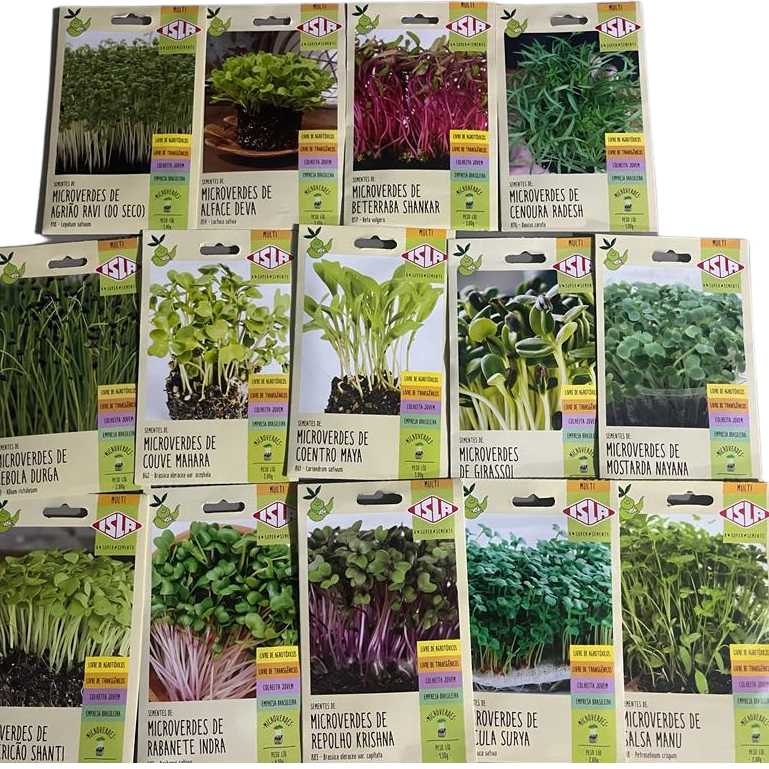 14x Sementes para Brotos e Microverdes sem Agrotoxico Isla Horta Temperos Jardins