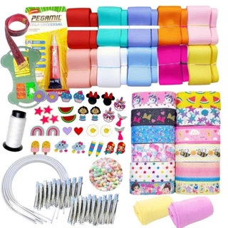 Kit Laçeira Iniciante Materiais Fitas Gorgorão laços 83 itens