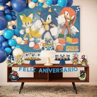Kit Festa Aniversário Prata Painel + Display Sonic Filme