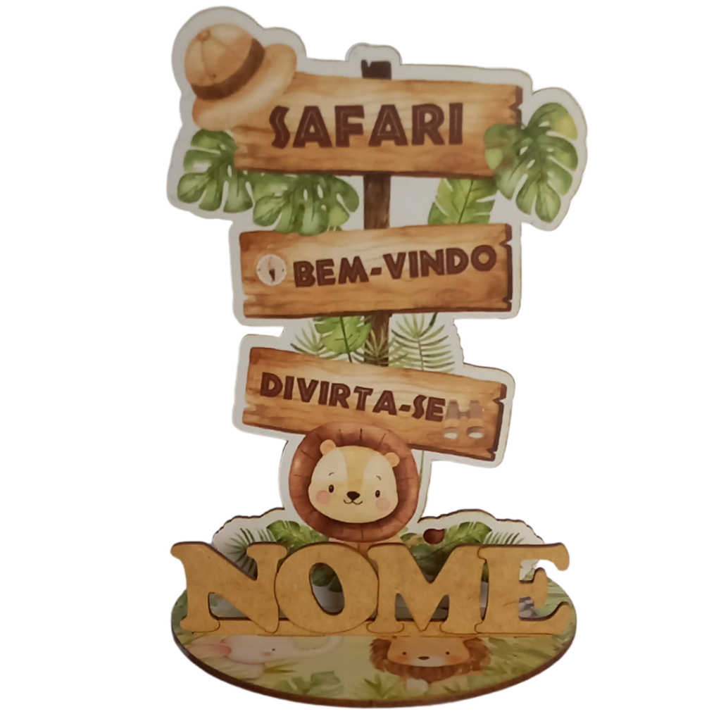 Centro de Mesa 12 Placa Safari Personalizado Lembrança Festa