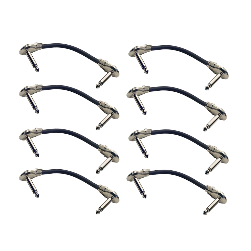 Kit 8 Cabos Para Pedal Guitarra P10 P10 90 Graus 15cm
