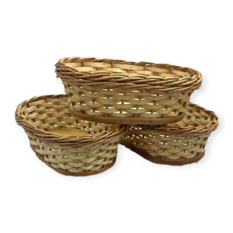 kit 3 Bandeja Cesta de Vime Pequena 20x13x6 | Shopee Brasil