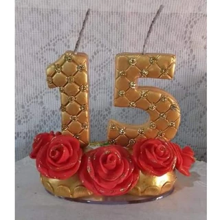 Vela em Biscuit Personalizada com 2 numerais 15 anos 50 anos Festa Aniversário Debutante Festa de Aniversário 1 ano 2 anos anos 4 anos 5 anos 6 anos 7 anos 8 anos 9 anos Decoração Topo de Bolo