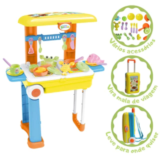 Cozinha Infantil Meniinos E Meninas Completa 3 Em 1 Vira Maleta Com Roda Ou Mochila em Oferta na Shopee