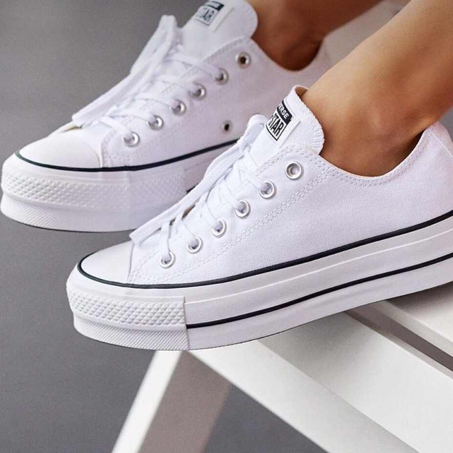 Tênis Converse All Star Chuck Taylor Plataforma Branco em Couro Original - Promoção