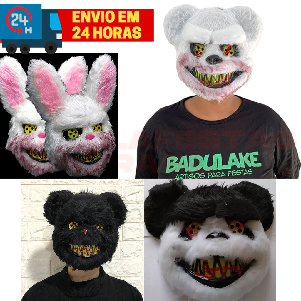 Máscara De halloween Coelho e Urso Sanguínea , Pelúcia De horror Adereços De  Fantasia Para cosplay | Shopee Brasil