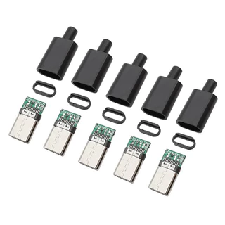 5x Kits Conector Usb Tipo C Macho Para Montagem De Cabo