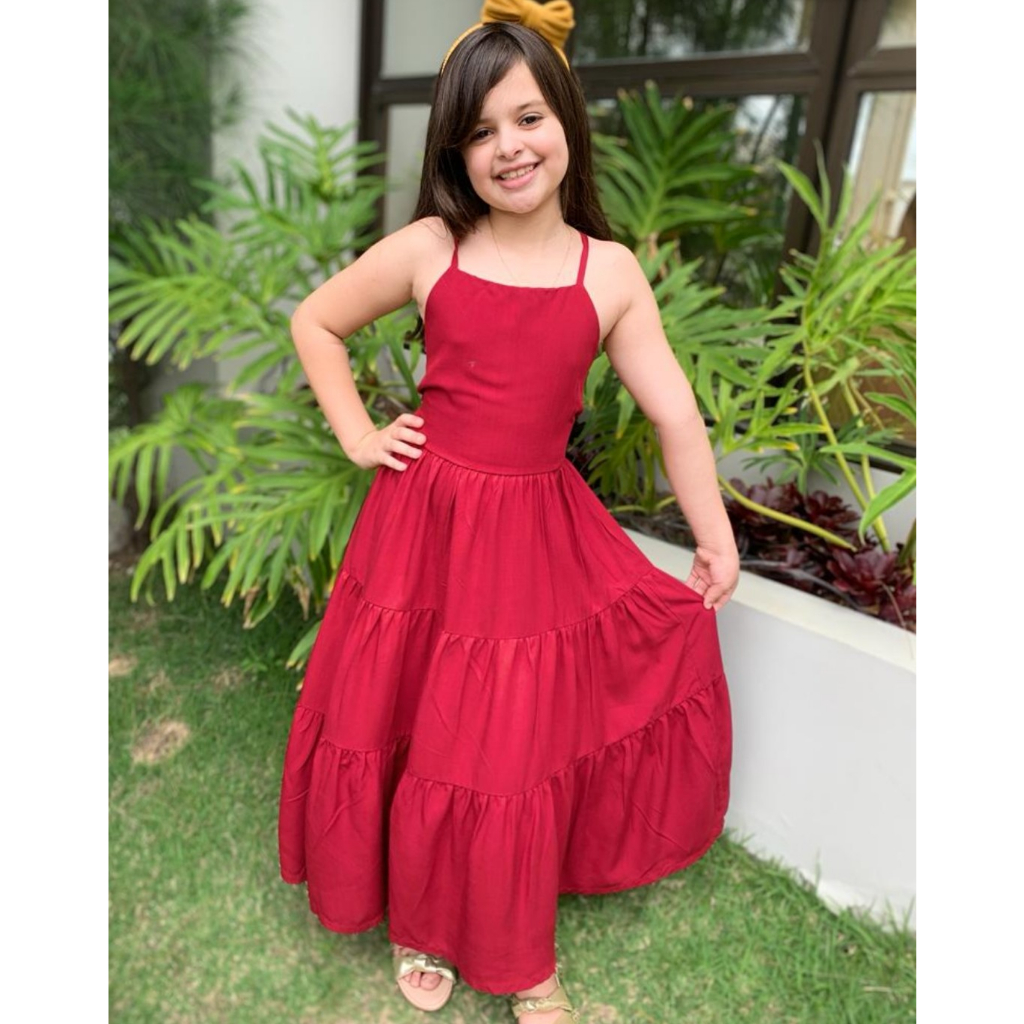 Vestido longo vermelho store infantil