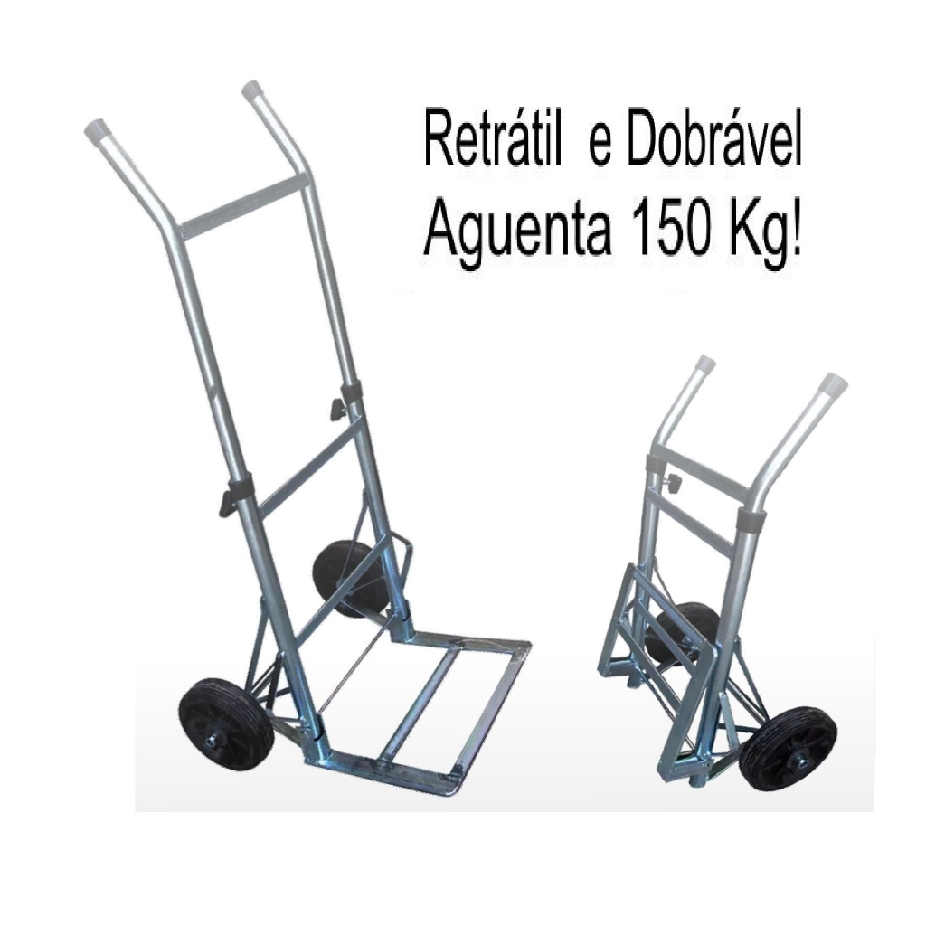 Carrinho De Carga Grande Dobrável Desmontável Portátil Resistente Armazém Ambulante Feirante 150 Kg