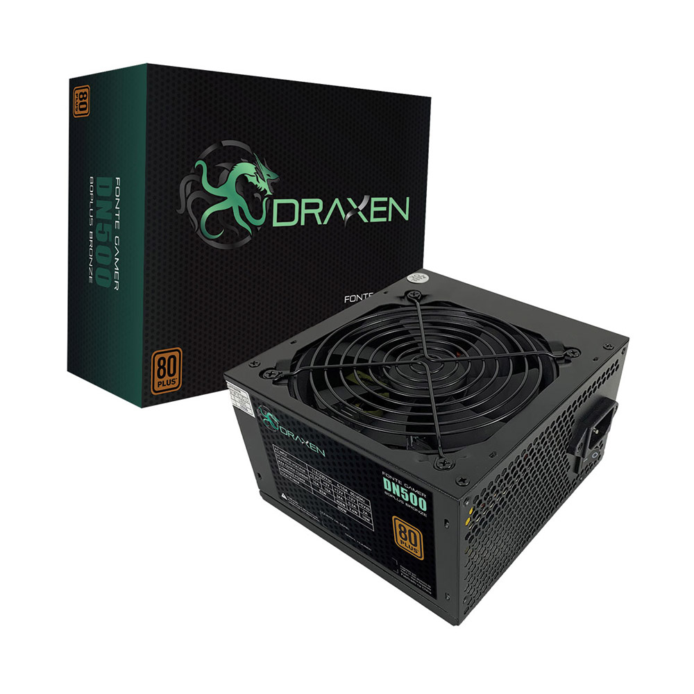 Fonte Gamer Gamemax GP750, 750W, PFC Ativo, 80 Plus Bronze, ATX 12V 2.3,  Bivolt, Silenciosa - Preta