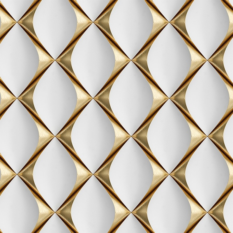 Papel De Parede Adesivo 3d Vinilico Losango em Tons de Branco e Gold 1,00m