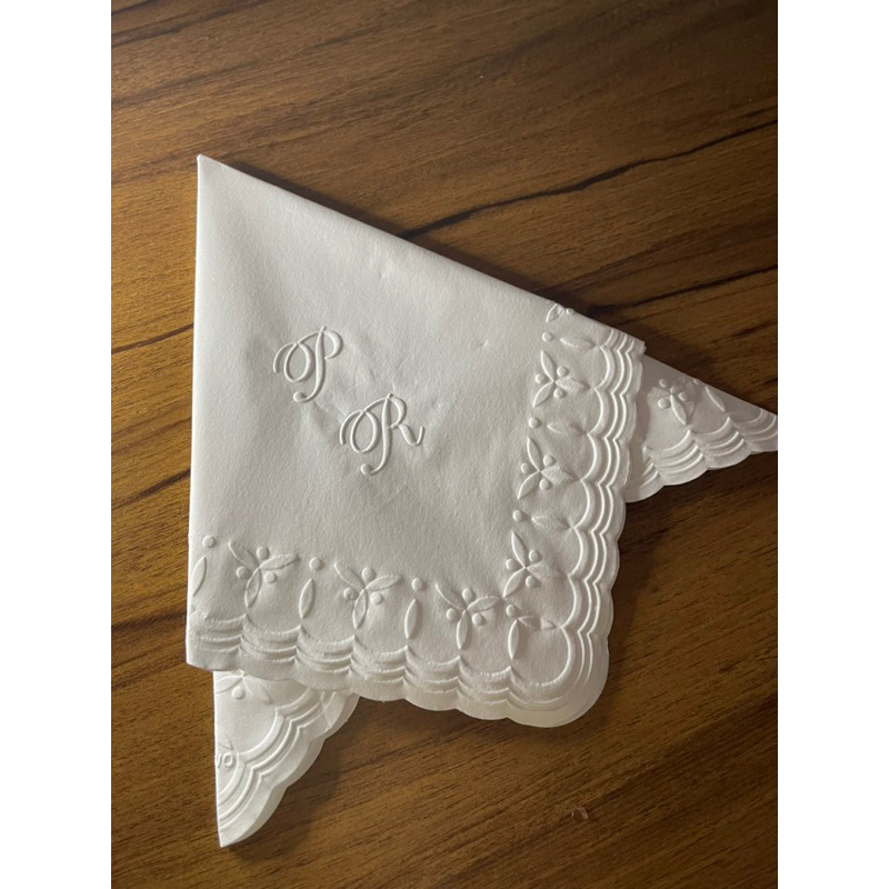 100 uni Guardanapos Toalha Luxo 30x30 PERSONALIZADOS iniciais Dobrados