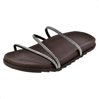 Birken Preta Feminina Papete Com Brilho Strass Rasteirinha