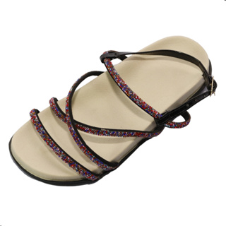 Birken Feminina Papete Com Strass Brilho Sandália Rasteira