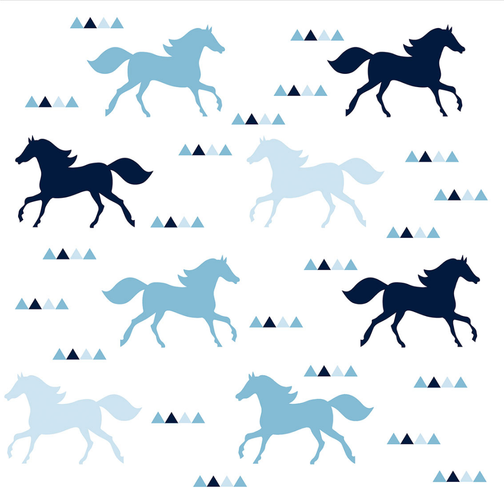 Papel de Parede Adesivo Cavalos Azul Claro Infantil ou Adulto