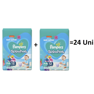 Kit 2 Fralda Para Água Pampers Splashers Baby Shark P-M 12 Unidades