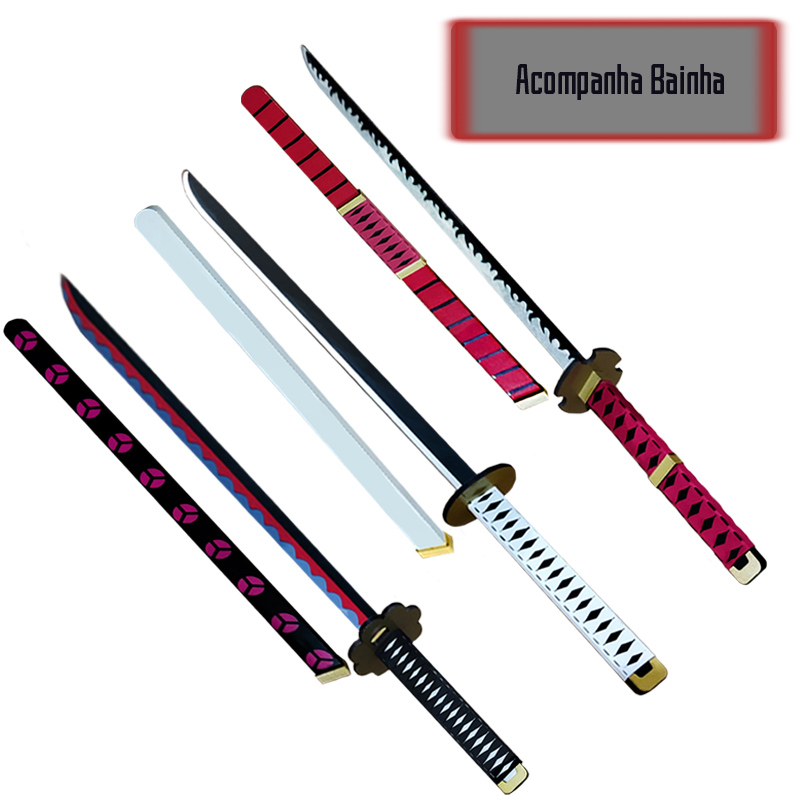 3 Espada / Katana Shusui, Wado Ichimonji e Sandai Kitetsu Zoro One Piece em MDF com Bainha 90cm