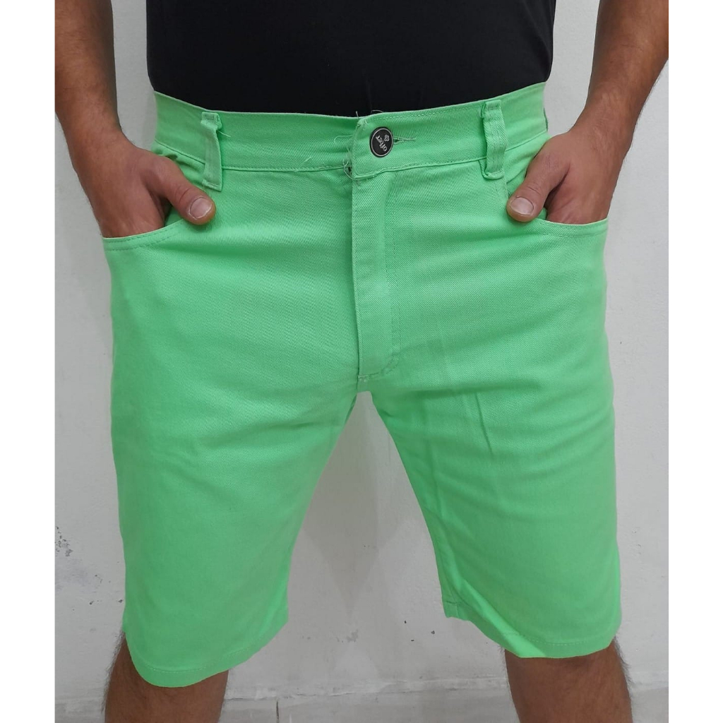 Bermuda jeans masculina store colorida