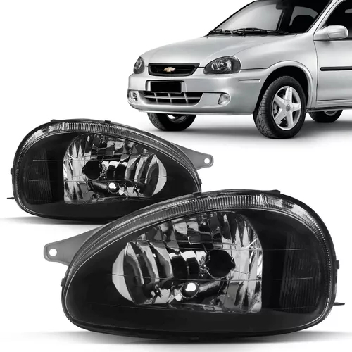 Farol Corsa Cromado e Mascara Negra 1994 1995 1996 1997 1998 1999 2000 2001 2002 2003 2004 2005 2006 2007 2008 2009 2010 Wind Wagon Pick-up Classic