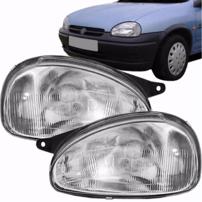Farol Corsa 94/99 Lente de Vidro Cromado - Unidade