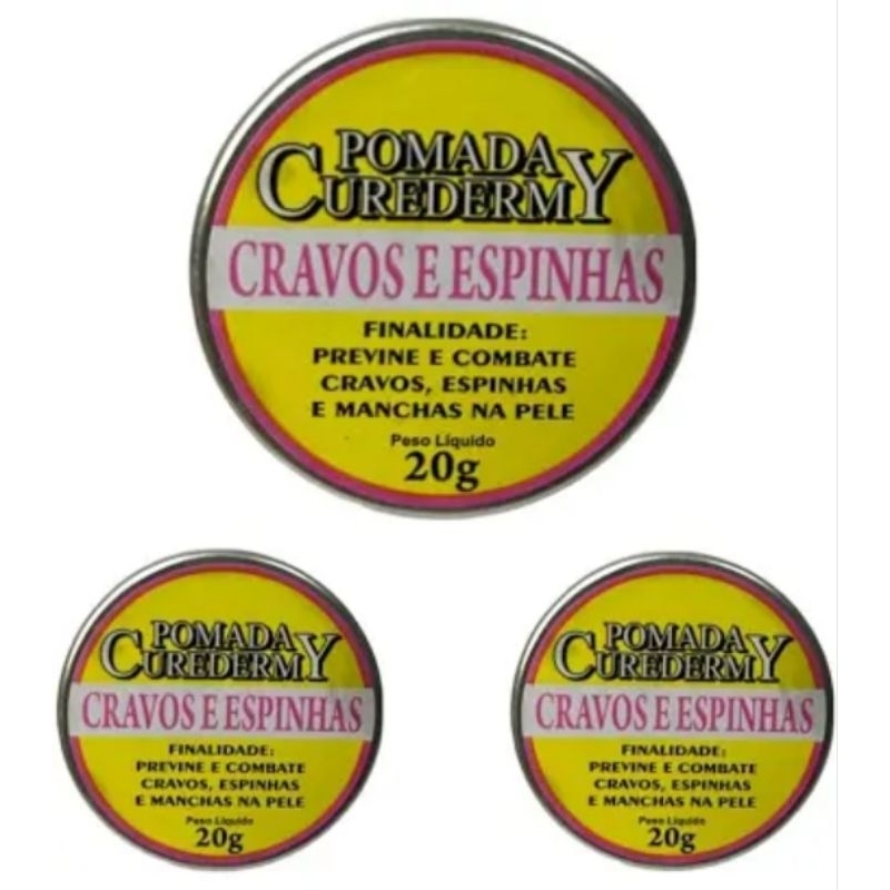 Kit pomada cravos e espinhas curadermy 3 unidades de 20g. | Shopee Brasil