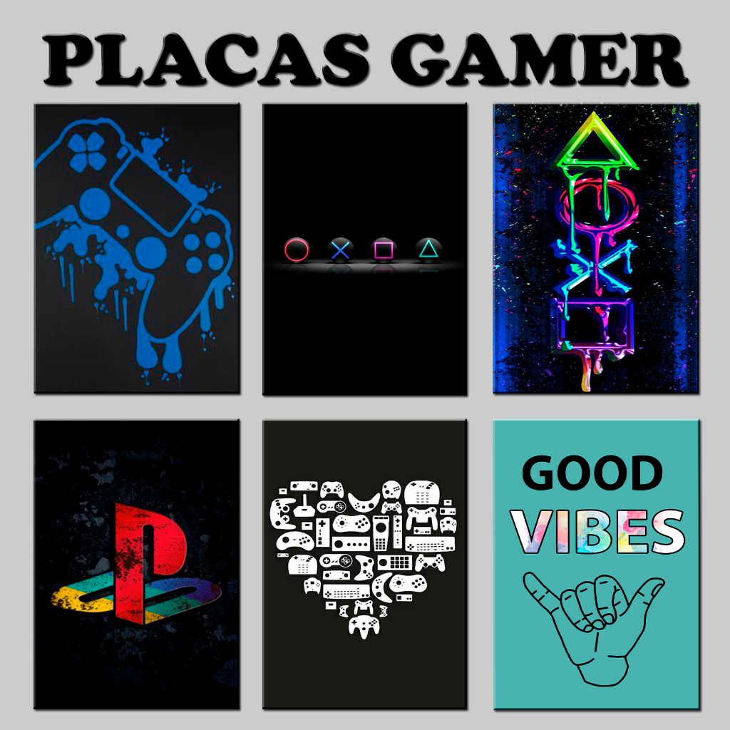 Placa Decorativas De Gamer Quadros Para Decoração