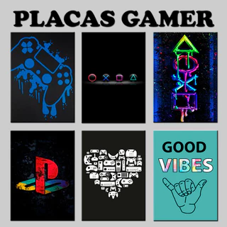 Placa Decorativas De Gamer Quadros Para Decoração
