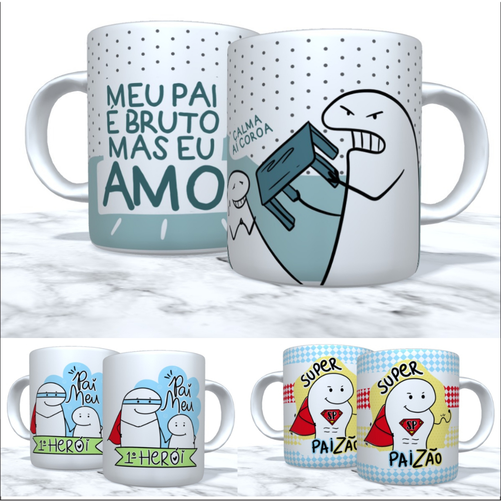 Caneca Personalizada Flork Dia dos Pais 1.0 - Diversos Modelos - Florks - Caneca Porcelana - Frases Divertidas