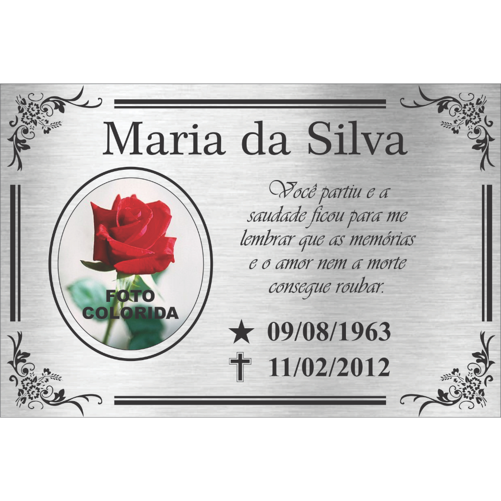 Placa Homenagem X Cm Acm Prata Impress O Colorida Shopee Brasil