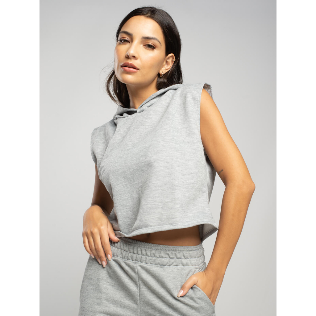 Blusa Cropped Regata Com Capuz Moda Feminina Roupa Verão Camiseta ...