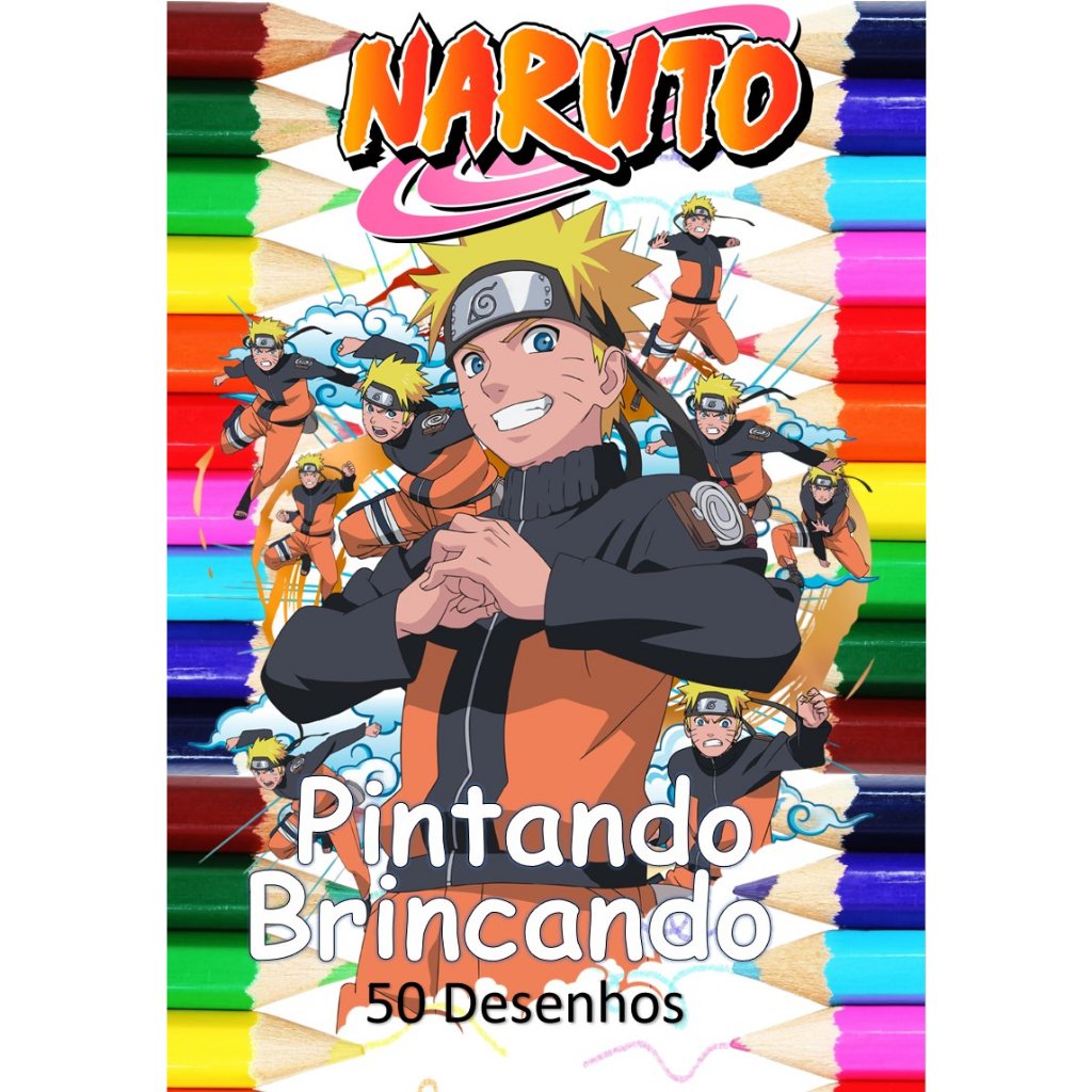 50 Desenhos Para Colorir Pintar - Tema Naruto - Folhas A4 Sulfite