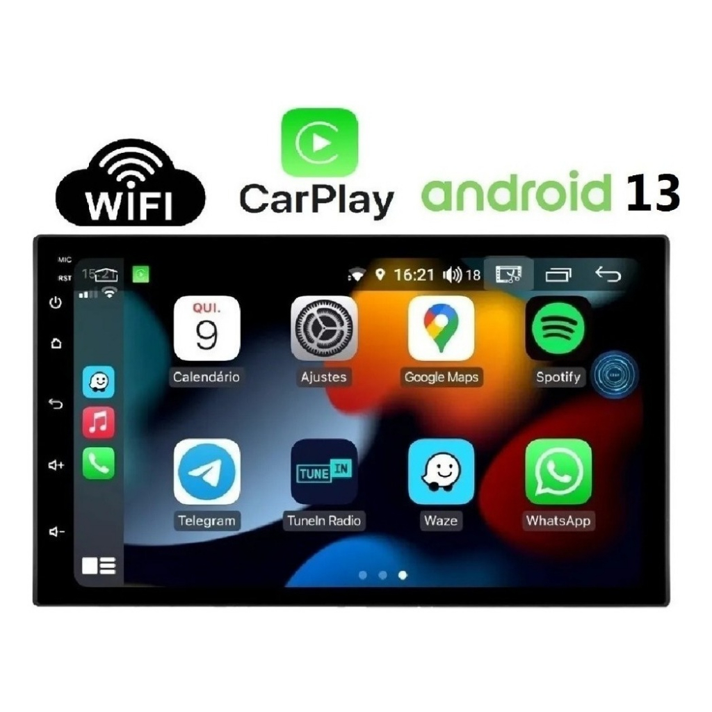Multimídia Android 13 Gps E Carplay 7 Polegadas 4x50 Com Camera ...