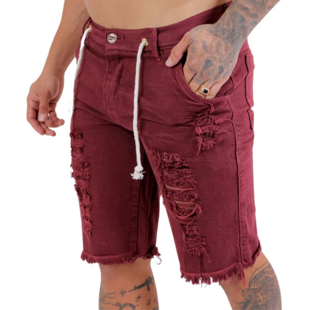 Bermuda Jeans Masculina Vinho!!