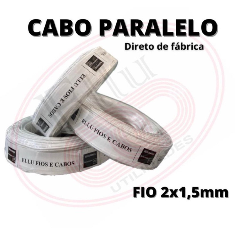 Rolo de fio paralelo 2x1,5 mm 20 metros