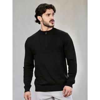 Blusa Suéter Meio Zíper Masculino Manga Longa Inverno