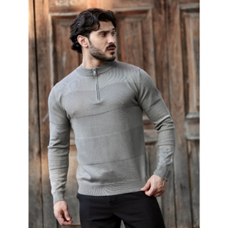Blusa Suéter Meio Zíper Masculino Manga Longa Inverno
