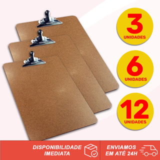 KIT PROMOCIONAL Prancheta de Madeira Eucatex Ofício Com Prendedor de Metal 33cm x 23cm Bacchi