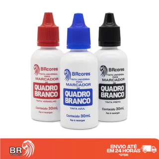 KIT - 3 Cores Tinta Marcador P/ Quadro Branco - 30ML cada
