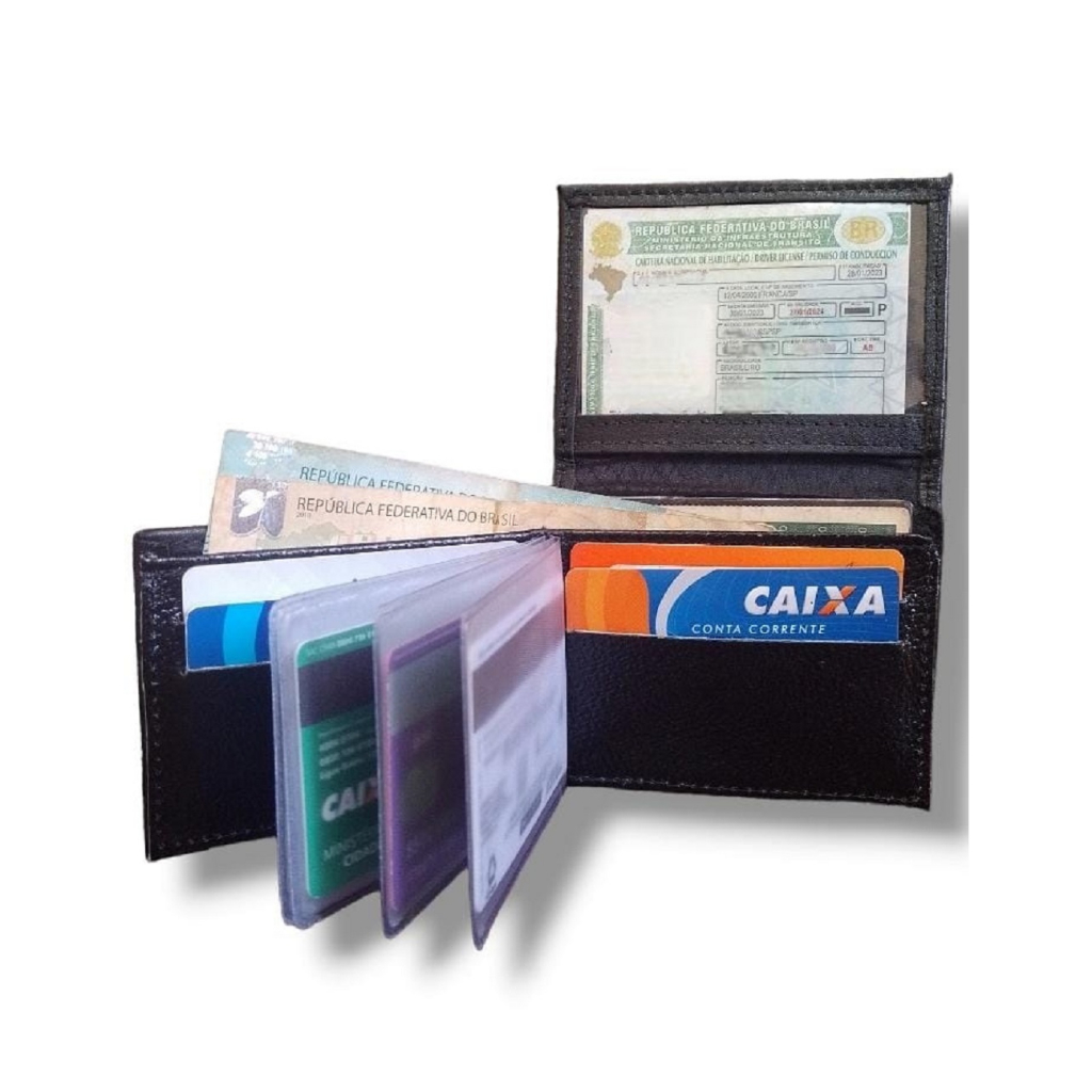 Carteira Masculina 100% Couro Legitimo Modelo L Envio Imediato